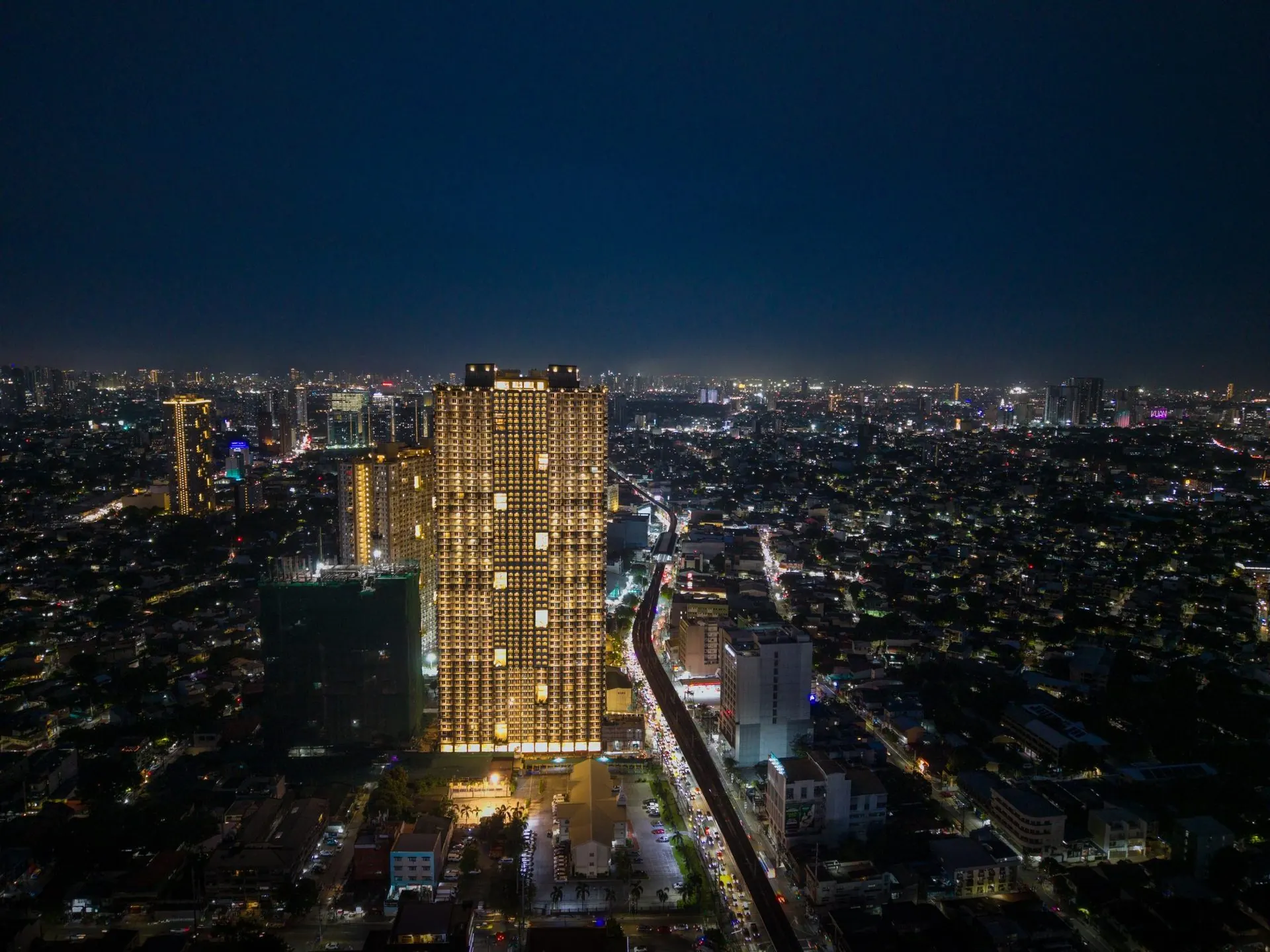 The Oriana North Tower at night — 2 bedroom unit tour, Aurora Boulevard Quezon City